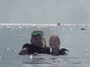 Freddie and Jessica snorkeling.