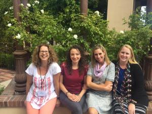 Orly Konig Lopez, Jamie Raintree, Ella Olson, and Aimie Runyan relax at the WFWA conference